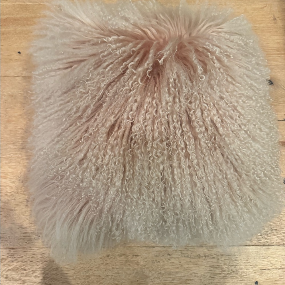 West Elm Mongolian Lamb Pillow Dusty Rose Pink/gray NEW Price Firm!